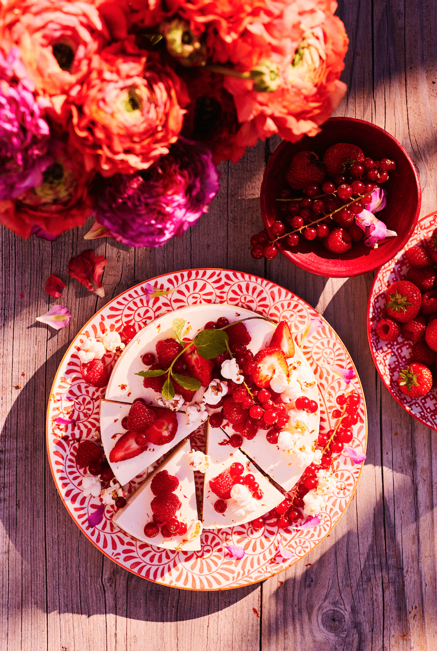 Miljuschka in de keuken Popcorn Sinaasappel Cheesecake met rood fruit