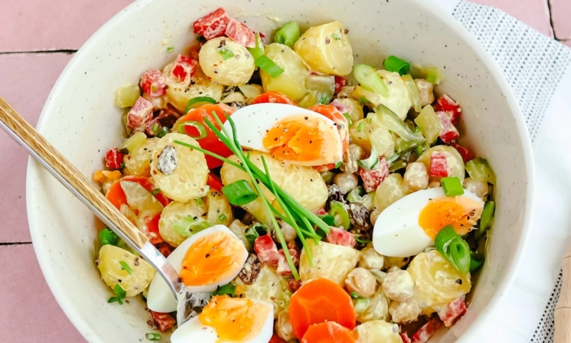 header 5 Recept: Aardappelsalade met kerrie, kikkererwten & ei